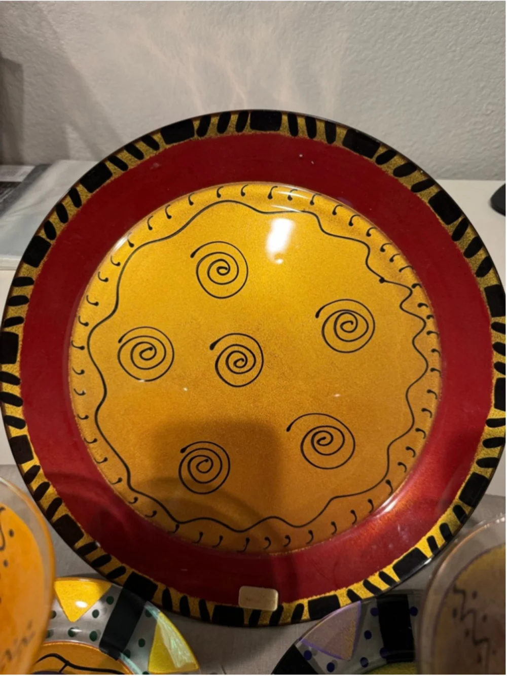 Kay Young serveware decor 5 piece Set Gold Red Black Martini Glasses Plates